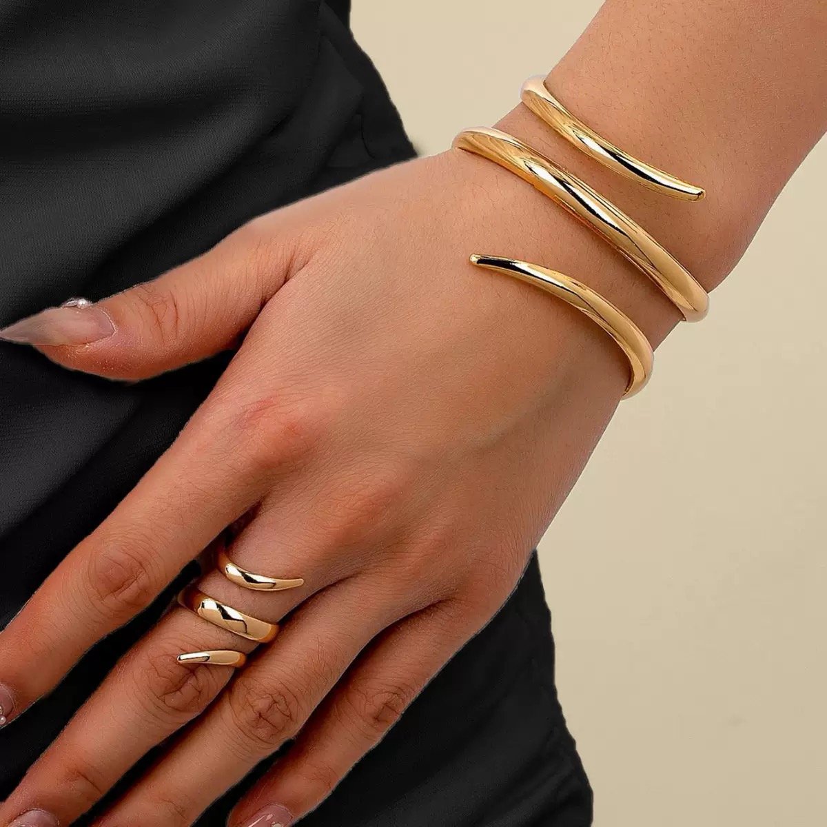 Gold Jewellery Set on Wrist